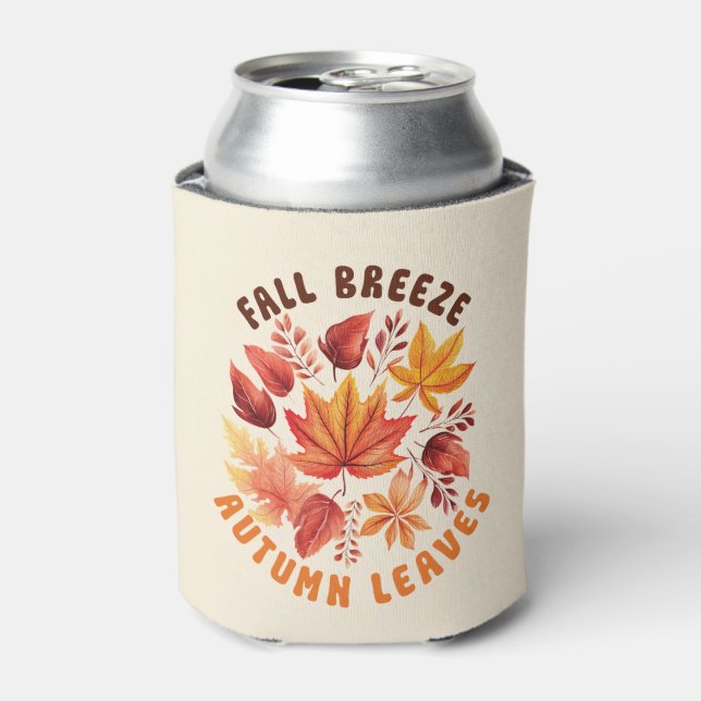 Fall Breeze, Autumn Leaves –Whimsical Fall Foliage Can Cooler (Can Front)