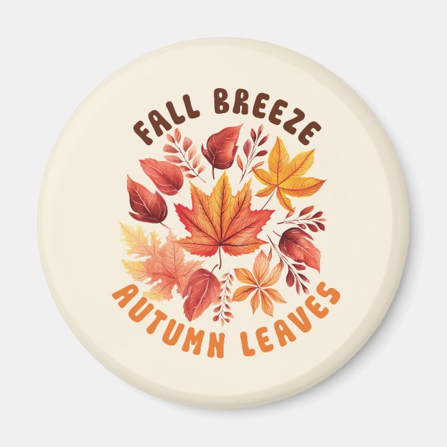 Fall Breeze, Autumn Leaves –Whimsical Fall Foliage Magnet (Front)