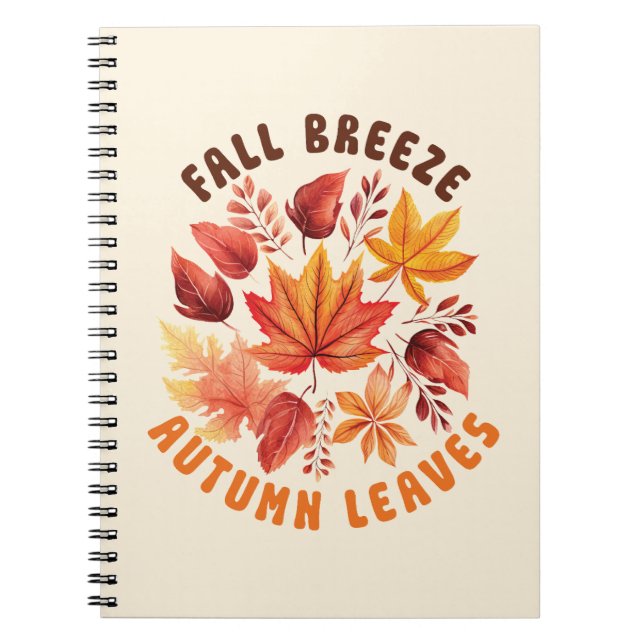 Fall Breeze, Autumn Leaves –Whimsical Fall Foliage Notebook (Front)