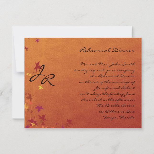 Fall Breezes Rehearsal Dinner Invitation (Front)