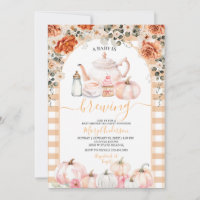 Fall Brewing Pink Floral Tea Party Baby Shower