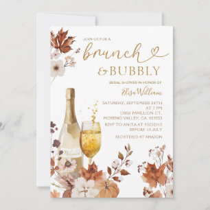 Fall Bridal Brunch & Bubbly Autumn Engagement  Invitation