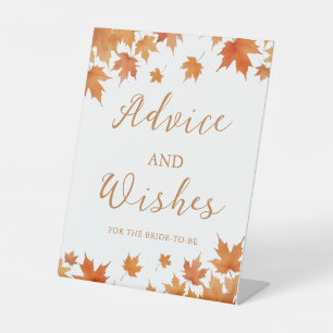 Fall Bridal Shower Advice and Wishes Pedestal Sign