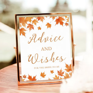 Fall Bridal Shower Advice and Wishes Poster
