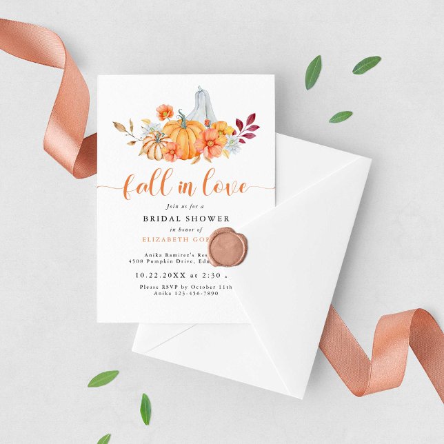 Fall Bridal Shower Autumn Pumpkin Fall in Love Invitation (Creator Uploaded)