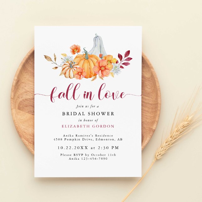 Fall Bridal Shower Autumn Pumpkin Fall in Love Invitation (Creator Uploaded)