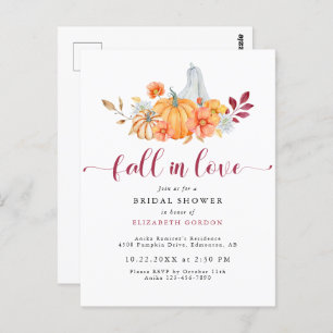 Fall Bridal Shower Autumn Pumpkin Fall in Love Postcard