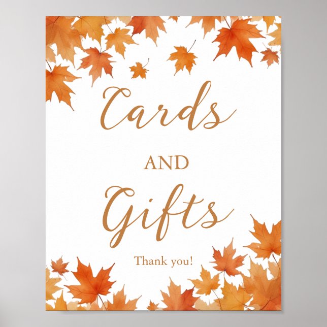 Fall Bridal Shower Cards and Gifts Poster (Front)