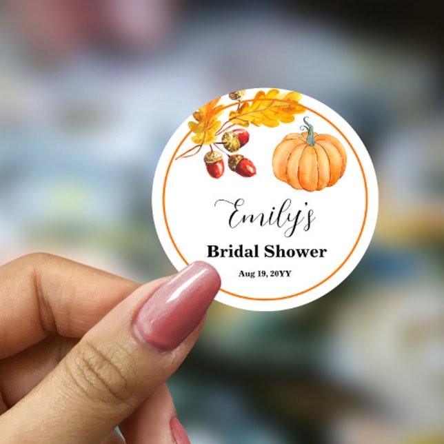 Fall Bridal Shower Classic Round Sticker (Creator Uploaded)