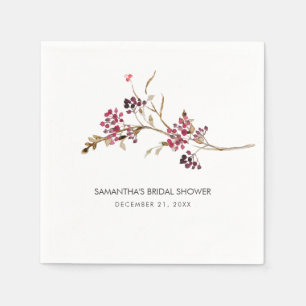 Fall Bridal Shower Cocktail Napkins   Rustic Berry