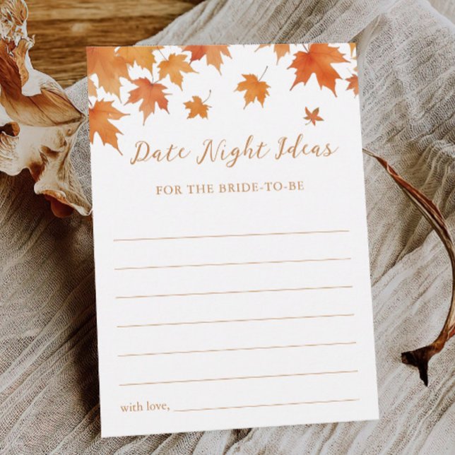 Fall Bridal Shower Date Night Ideas Card (Creator Uploaded)