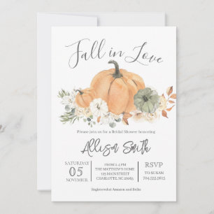 Fall Bridal Shower, Fall in love Invitation 