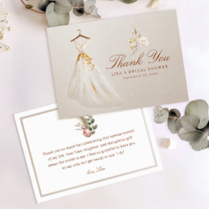 Fall Bridal Shower Flat Thank You Card with Dress