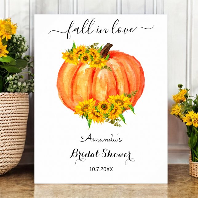 Fall Bridal Shower Floral Orange Pumpkin  Poster (Creator Uploaded)