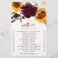 Fall Bridal Shower Game Who Knows Bride Sunflowers