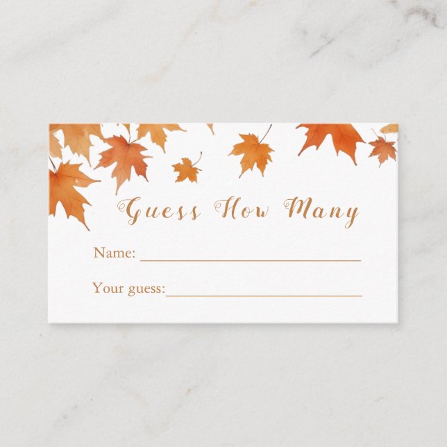 Fall Bridal Shower Guess How Many Enclosure Card (Front)