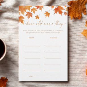 Fall Bridal Shower Guess The Age Game