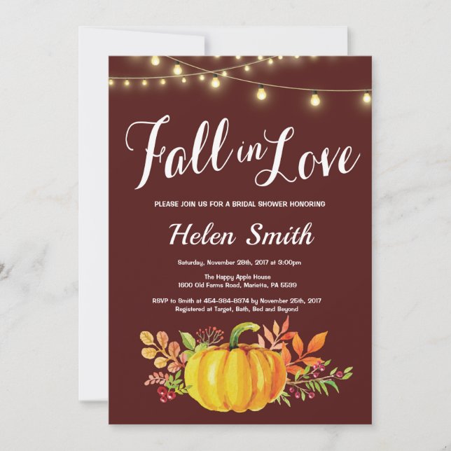 Fall Bridal Shower Invitation (Front)