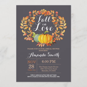 Fall Bridal Shower Invitation Card Grey