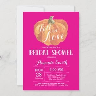 Fall Bridal Shower Invitation Card Hot Pink