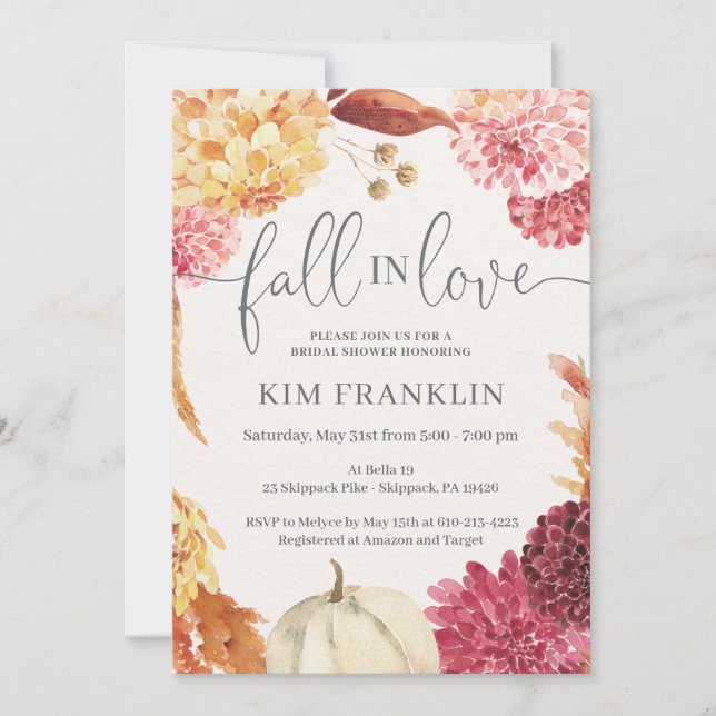 FALL Bridal Shower invitation, fall in love Announ Announcement (Front)