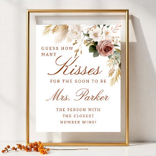 Fall Bridal Shower Kisses Guessing Game Sign