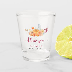 Fall Bridal Shower Pumpkin Script Thank You Shot Glass