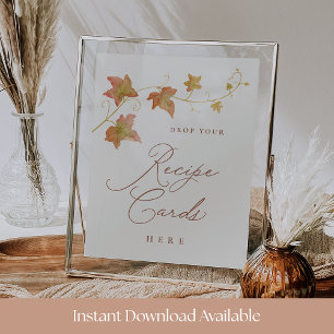 Fall Bridal Shower Recipe Card Drop Printable Sign