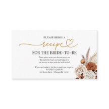 Fall Bridal Shower Recipe Request Encl