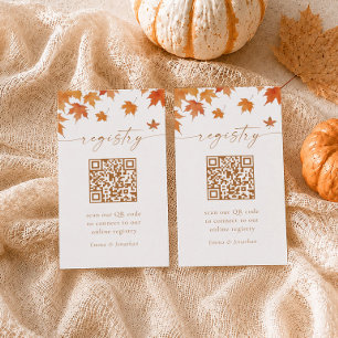 Fall Bridal Shower Registry QR Code Enclosure Card