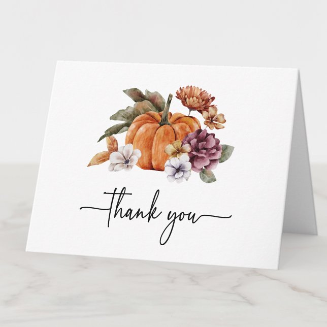 Fall Bridal Shower Thank You (Elegant Watercolor Fall Bridal Shower Thank You Card by Painted Paperie
)