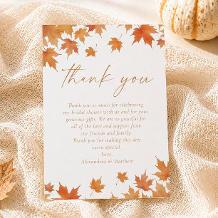 Fall Bridal Shower Thank You Card