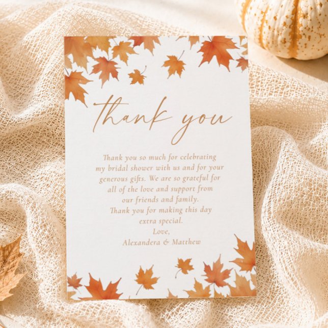 Fall Bridal Shower Thank You Card (Creator Uploaded)