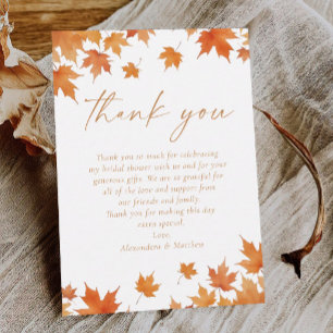 Fall Bridal Shower Thank You Card