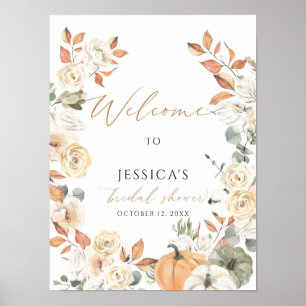 Fall bridal shower welcome sign, autumn shower poster