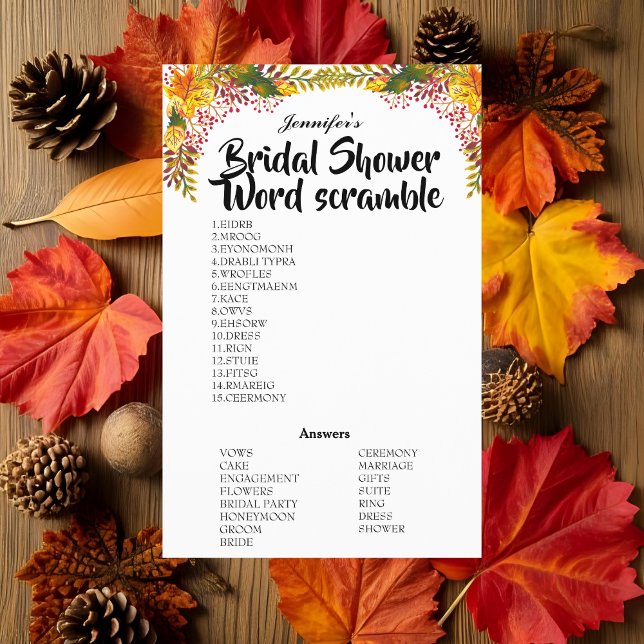 Fall Bridal Shower Word Scramble Game Flyer (Creator Uploaded)