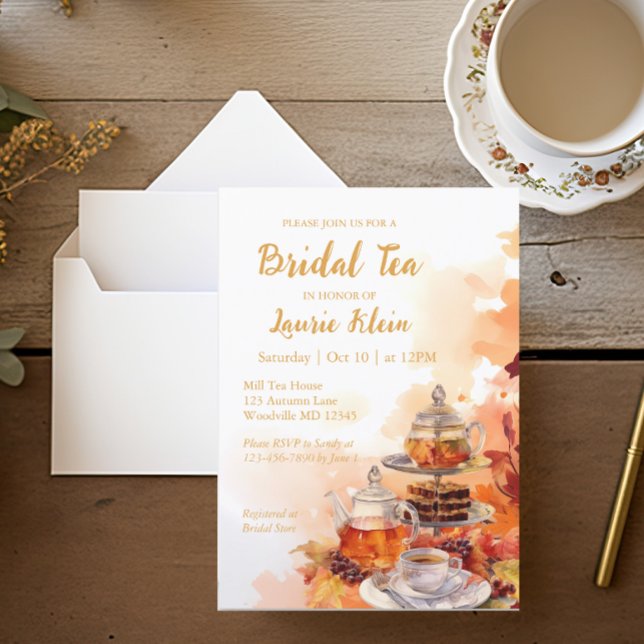Fall Bridal Tea Party Elegant Shower Invitation (Creator Uploaded)