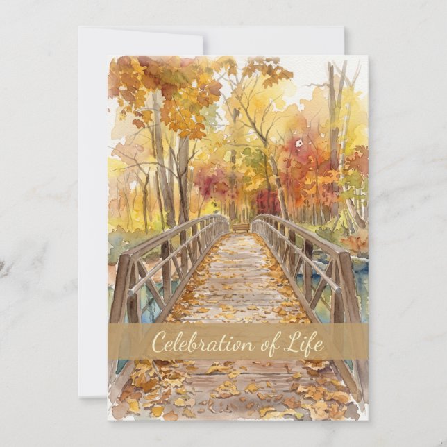 Fall Bridge Celebration of Life Memorial Invitation (Front)