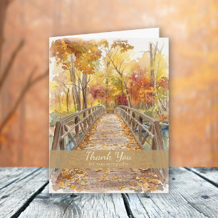 Fall Bridge Funeral Memorial Sympathy Thank You Card