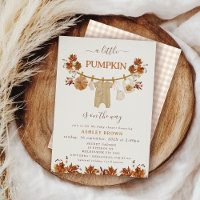 Fall Brown Beige Foliage Clothesline Baby Shower