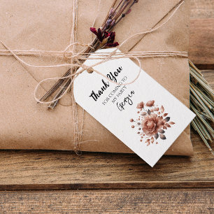 Fall Brown Floral Elegant Birthday Party Gift Tags