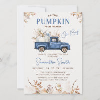 Fall Brown Wildflowers Pumpkin Truck Baby Shower 