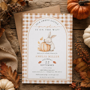 Fall Bunny Little Pumpkin on the Way Baby Shower Invitation