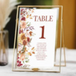 Fall Burgundy Brown Beige Floral Flower Wedding Table Number<br><div class="desc">This is a Fall Burgundy Brown Beige Floral Flower Wedding Table Number w/ Names!</div>