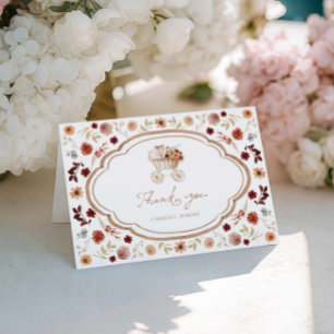 Fall Burgundy Floral Baby Shower Thank you