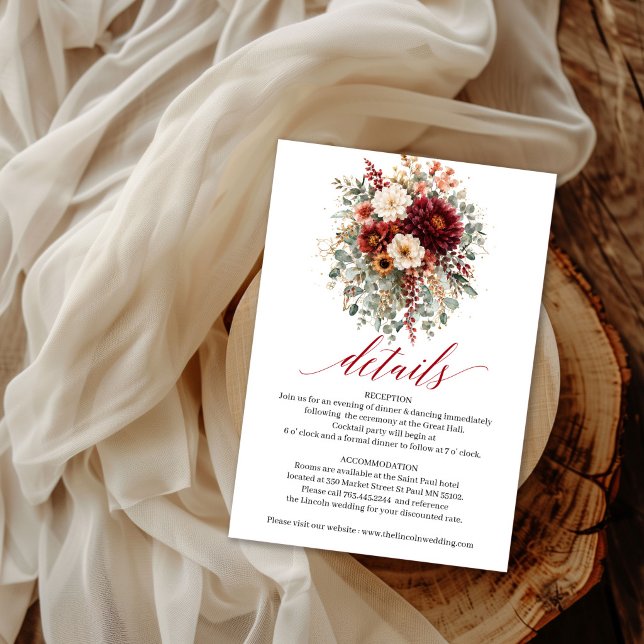 Fall Burgundy Floral Boho Greenery Details Insert (Fall Burgundy Floral Boho Greenery Details Insert

)