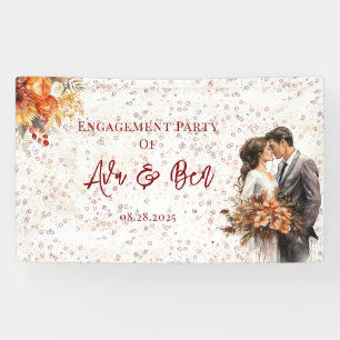 Fall Burgundy Orange Floral Rehearsal Dinner Banner