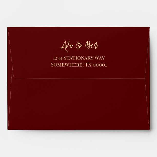 Fall Burgundy Orange Floral Rustic Wedding Envelope (Back (Top Flap))