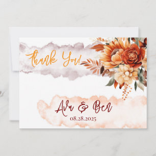  Fall Burgundy Orange Floral Wedding  Invitation