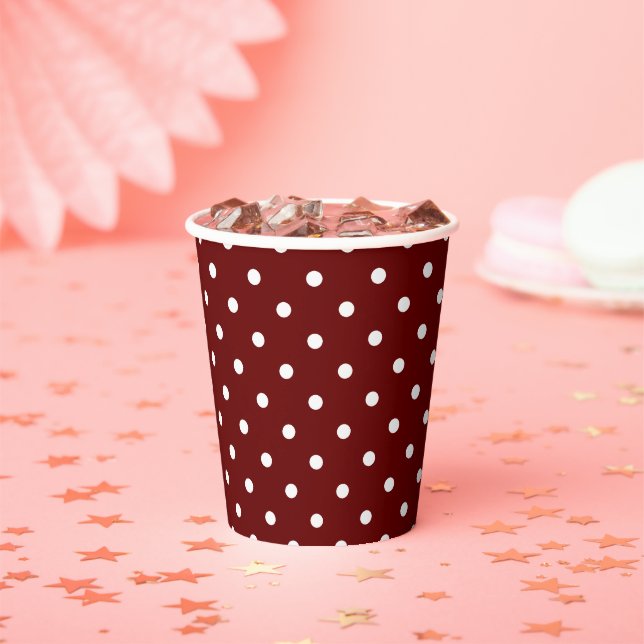 Fall Burgundy Polka Dot Pattern Paper Cups (Insitu)